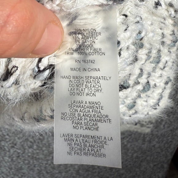 SIONI - Tweed Cardigan Sweater Black White Knit Button Up Jacket - Womens Large - Picture 7 of 7